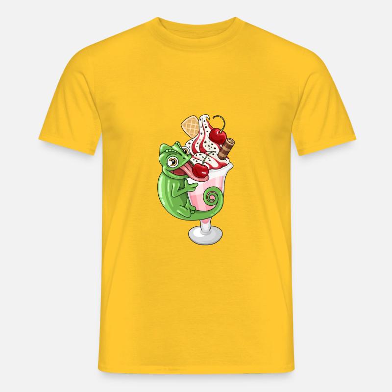Eisbecher mit Chamäleon - Männer T-Shirt - Gelb