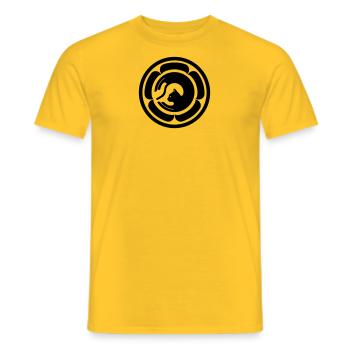 Japanisches Katzen Wappen - Männer T-Shirt - Gelb - Vorne - AI Model Male 178 dark (178cm)