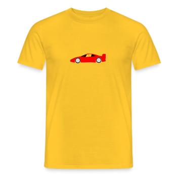 Homme blond en voiture de sport rouge voiture de sport - T-shirt homme - jaune - Devant - AI Model Male 178 dark (178cm)