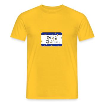 mg chania - Men's T-Shirt - yellow - Front - AI Model Male 178 dark (178cm)