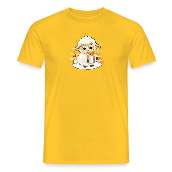 Niedliches Schaf mit Geschenk an Weihnachten - Männer T-Shirt - Gelb - Vorne - AI Model Male 178 dark (178cm)