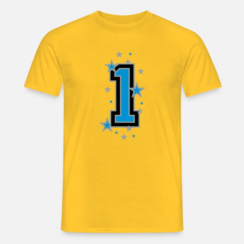 Mit Sterne verzierte Nummer Eins - Männer T-Shirt - Gelb