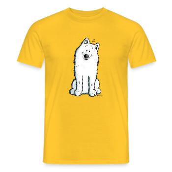 Cute Samoyed - Men's T-Shirt - yellow - Front - AI Model Male 178 dark (178cm)