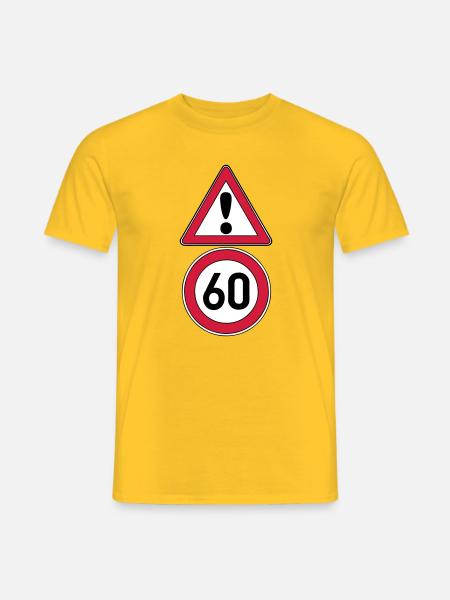 60th birthday, attention 60 ... + - Men's T-Shirt - yellow