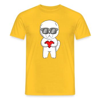 Bichon Frise avec lunettes de soleil et cœur - T-shirt homme - jaune - Devant - AI Model Male 178 dark (178cm)