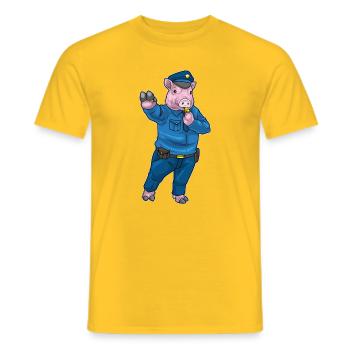 Schwein Polizist Trillerpfeife Polizei - Männer T-Shirt - Gelb - Vorne - AI Model Male 178 dark (178cm)