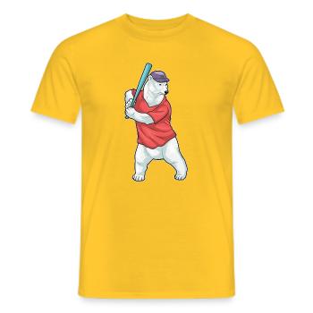 Polar Bear Baseball Baseball Bat - Men's T-Shirt - yellow - Front - AI Model Male 178 dark (178cm)