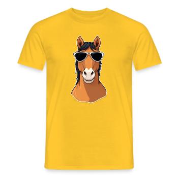 Lunettes de soleil cheval dessin animé - T-shirt homme - jaune - Devant - AI Model Male 178 dark (178cm)