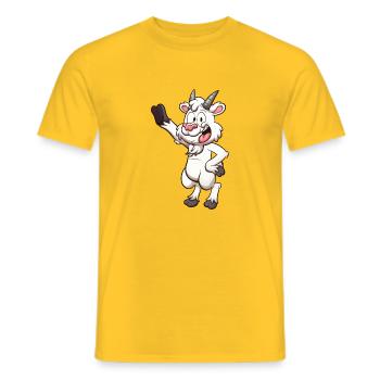 Freundliche lächelnde Cartoon-Ziege - Männer T-Shirt - Gelb - Vorne - AI Model Male 178 dark (178cm)