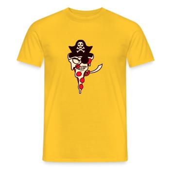 Méchant Fast Food Pizza Pirate Capitaine Eye Patch - T-shirt homme - jaune - Devant - AI Model Male 178 dark (178cm)