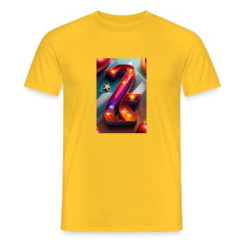 caligraphie lettre N 37 - T-shirt homme - jaune - Devant - AI Model Male 178 dark (178cm)