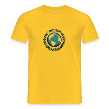 Weltkugel mit Blätterkranz - Männer T-Shirt - Gelb - Vorne - AI Model Male 178 dark (178cm)