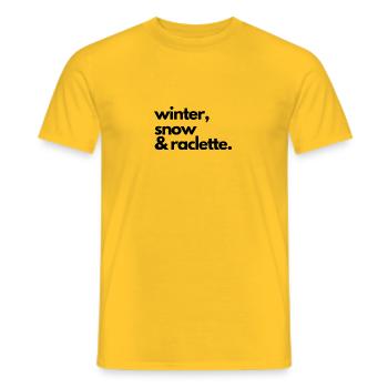 Winter, Schnee & Raclette - Männer T-Shirt - Gelb - Vorne - AI Model Male 178 dark (178cm)