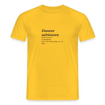 Zimmer aufräumen Duden - Männer T-Shirt - Gelb - Vorne - AI Model Male 178 dark (178cm)