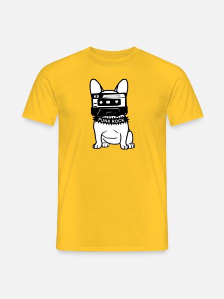 Punk Rock Frenchie - Retro Cassette Dog Design - Men's T-Shirt - yellow