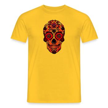 Skull on Fire - Männer T-Shirt - Gelb - Vorne - AI Model Male 178 dark (178cm)