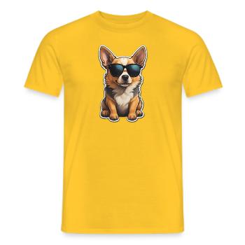 Cool dog with sunglasses - Men's T-Shirt - yellow - Front - AI Model Male 178 dark (178cm)
