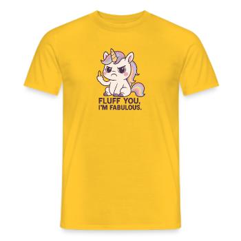 Funny Unicorn Shirt "Fluff you, I'm fabulous" - Men's T-Shirt - yellow - Front - AI Model Male 178 dark (178cm)