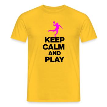 RESTEZ CALMES ET JOUEZ AU HANDBALL ! EM GIFT ALLEMAGNE - T-shirt homme - jaune - Devant - AI Model Male 178 dark (178cm)