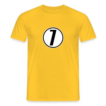 7 - Men's T-Shirt - yellow - Front - AI Model Male 178 dark (178cm)