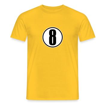 8 - Men's T-Shirt - yellow - Front - AI Model Male 178 dark (178cm)