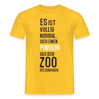 Pinguin aus dem Zoo Vogel Kuscheltier Antarktis - Männer T-Shirt - Gelb - Vorne - AI Model Male 178 dark (178cm)