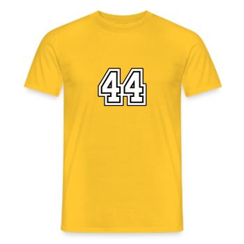 44 - Men's T-Shirt - yellow - Front - AI Model Male 178 dark (178cm)