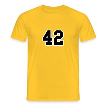 42 - Men's T-Shirt - yellow - Front - AI Model Male 178 dark (178cm)