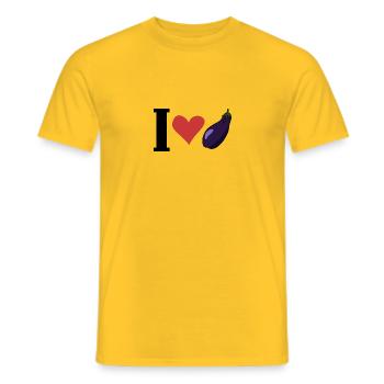 I love eggplant - Men's T-Shirt - yellow - Front - AI Model Male 178 dark (178cm)