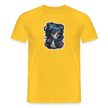 Tattoo Girl Skull Print - Men's T-Shirt - yellow - Front - AI Model Male 178 dark (178cm)