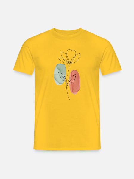 Blumenlinie Aquarell Skizze - Männer T-Shirt - Gelb
