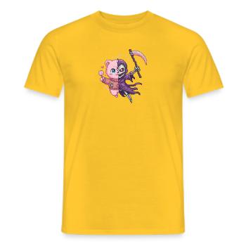 Effrayant Mignon Ours en peluche et Faucheuse Pixel Art - T-shirt homme - jaune - Devant - AI Model Male 178 dark (178cm)