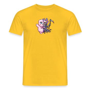 Kawaii Geist & Sensenmann Pixel Art Halloween - Männer T-Shirt - Gelb - Vorne - AI Model Male 178 dark (178cm)