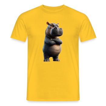 Nilpferd Flusspferd Mama Hippopotamus Cooles Hippo - Men's T-Shirt - yellow - Front - AI Model Male 178 dark (178cm)