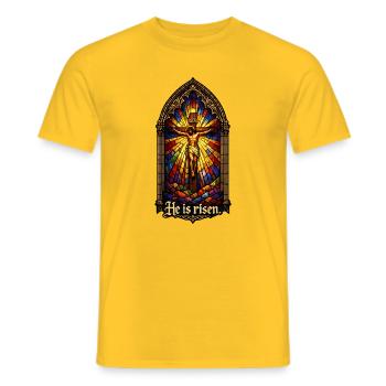 Auferstehung He is Risen Ostern Jesus - Männer T-Shirt - Gelb - Vorne - AI Model Male 178 dark (178cm)