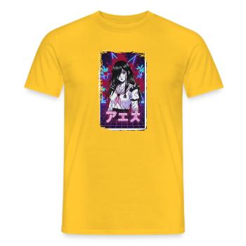 Écolière Cyberpunk Néon - T-shirt homme - jaune - Devant - AI Model Male 178 dark (178cm)