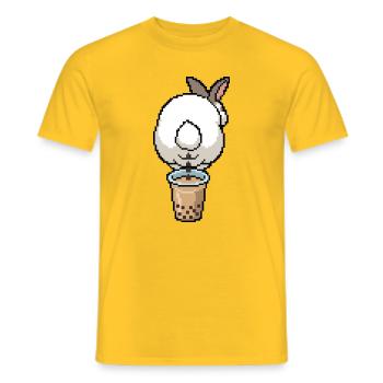 Bubble Tea Boba Drôle de Lapin mignon - T-shirt homme - jaune - Devant - AI Model Male 178 dark (178cm)
