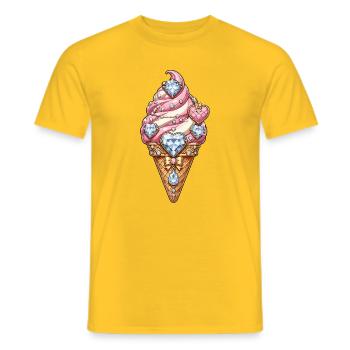 Diamantglitzer Eiscreme - Männer T-Shirt - Gelb - Vorne - AI Model Male 178 dark (178cm)