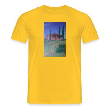 Acrylic Tuscany - Men's T-Shirt - yellow - Front - AI Model Male 178 dark (178cm)