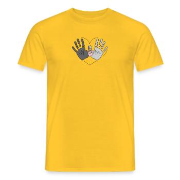 Les mains dans le cœur de la famille | Amour et cohésion - T-shirt homme - jaune - Devant - AI Model Male 178 dark (178cm)