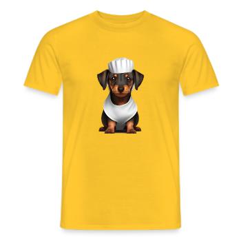 Dachshund Kochen Hunde Dackelwelpe Gastronom Hund - Männer T-Shirt - Gelb - Vorne - AI Model Male 178 dark (178cm)