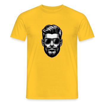 Stylish and trendy man with a beard - Men's T-Shirt - yellow - Front - AI Model Male 178 dark (178cm)