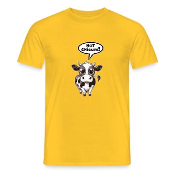 Vache bulle de dialogue Poulet chaud - T-shirt homme - jaune - Devant - AI Model Male 178 dark (178cm)