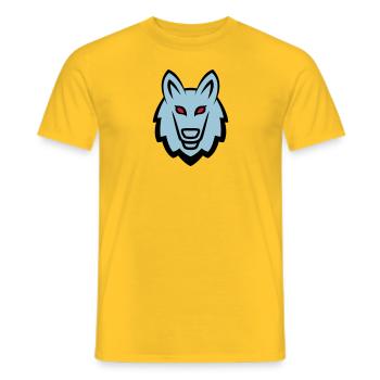 Wolf Mascot Logo - Men's T-Shirt - yellow - Front - AI Model Male 178 dark (178cm)