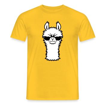 Llama Angry Cool Sunglasses Furry Alpaca Sour - Men's T-Shirt - yellow - Front - AI Model Male 178 dark (178cm)