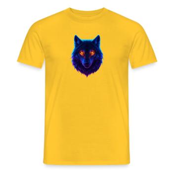 Neon Wolf's Aurora Eyes - Men's T-Shirt - yellow - Front - AI Model Male 178 dark (178cm)