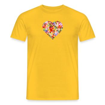 NEW -- Abstract Vibrant Heart Design! - Men's T-Shirt - yellow - Front - AI Model Male 178 dark (178cm)