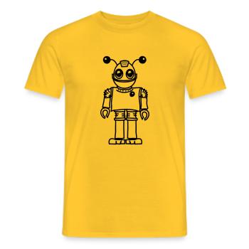 Cool funny robot toy fun - Men's T-Shirt - yellow - Front - AI Model Male 178 dark (178cm)