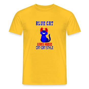 BLUE CAT LOVE MUSIC - T-shirt homme - jaune - Devant - AI Model Male 178 dark (178cm)