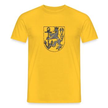 Düsseldorfer Wappen grau Used - Männer T-Shirt - Gelb - Vorne - AI Model Male 178 dark (178cm)